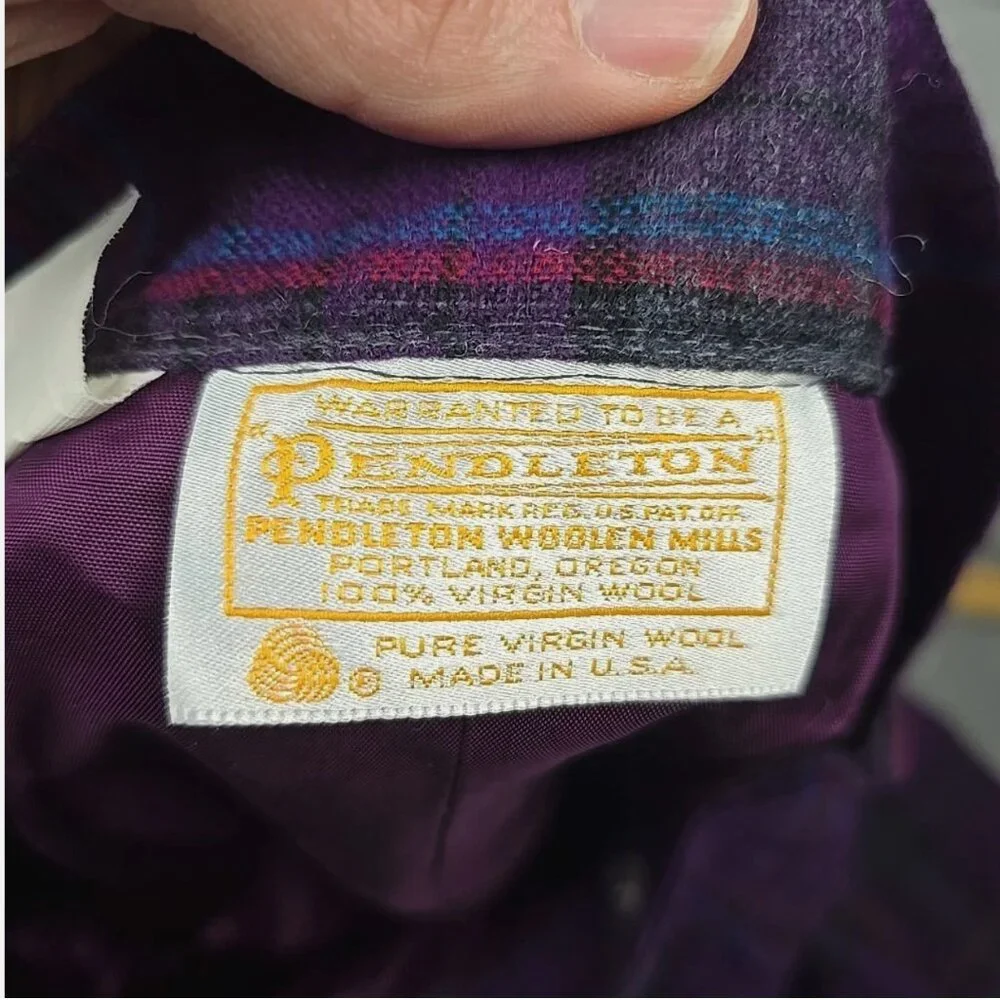 Vintage Pendleton Skirt Womens Sz 14 Purple Plaid Tartan Wool Knee Made USA - Picture 2 of 4